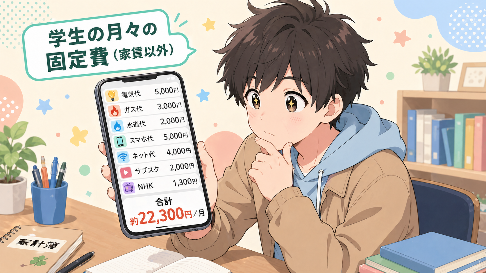 学生の月々の固定費の内訳
